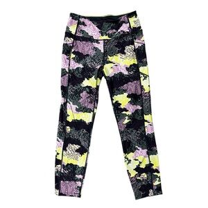 Calvin Klein Performance Wick Purple Yellow Black Camo Leggings Size Medium